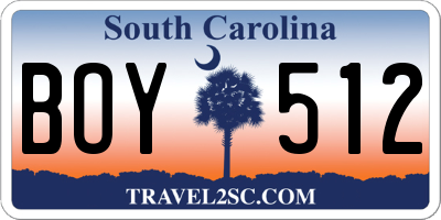 SC license plate BOY512