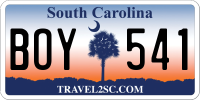 SC license plate BOY541
