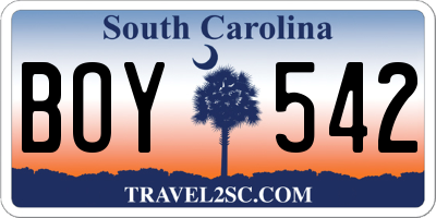 SC license plate BOY542
