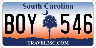 SC license plate BOY546
