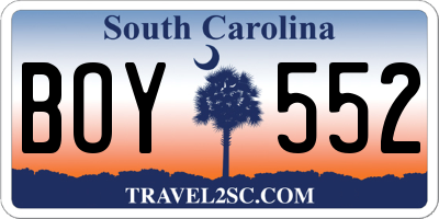 SC license plate BOY552