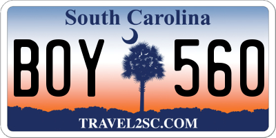 SC license plate BOY560