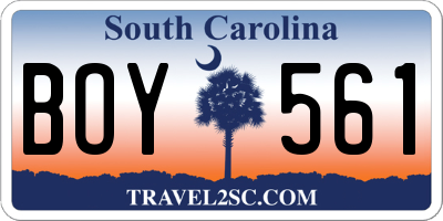 SC license plate BOY561