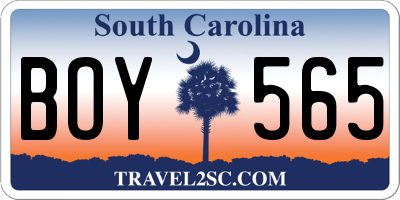 SC license plate BOY565