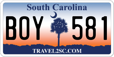 SC license plate BOY581