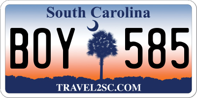 SC license plate BOY585