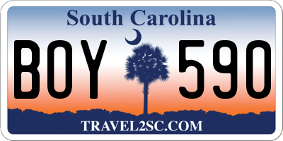 SC license plate BOY590