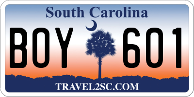 SC license plate BOY601