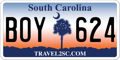 SC license plate BOY624