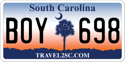 SC license plate BOY698