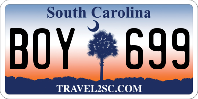 SC license plate BOY699