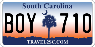 SC license plate BOY710