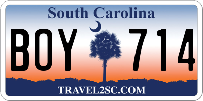 SC license plate BOY714
