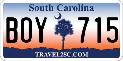 SC license plate BOY715