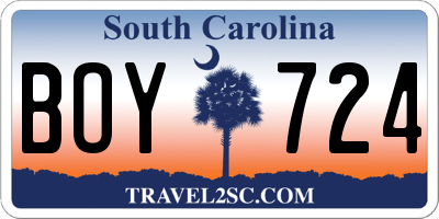 SC license plate BOY724