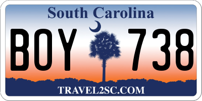 SC license plate BOY738
