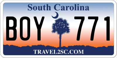 SC license plate BOY771