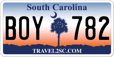 SC license plate BOY782