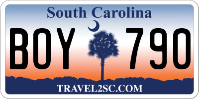SC license plate BOY790