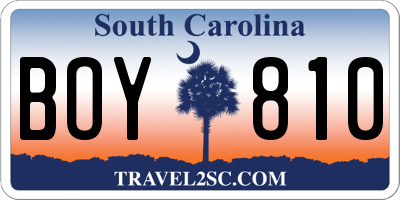 SC license plate BOY810