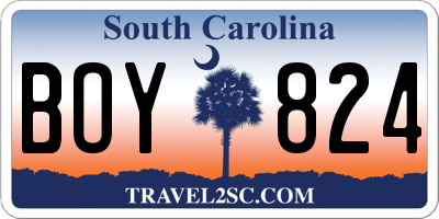 SC license plate BOY824