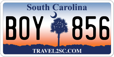 SC license plate BOY856