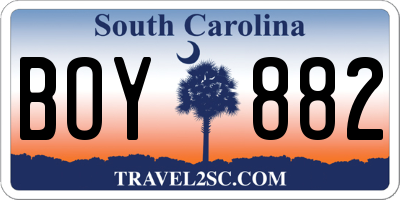SC license plate BOY882