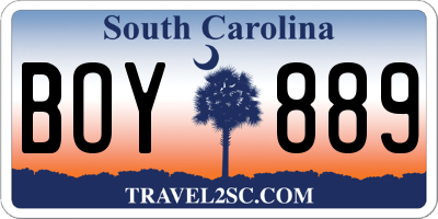 SC license plate BOY889
