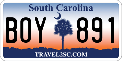 SC license plate BOY891