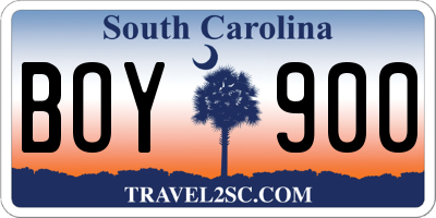 SC license plate BOY900