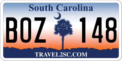 SC license plate BOZ148