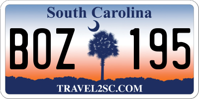 SC license plate BOZ195