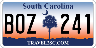 SC license plate BOZ241