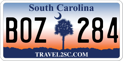 SC license plate BOZ284