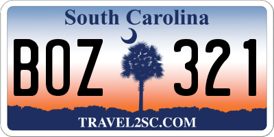 SC license plate BOZ321