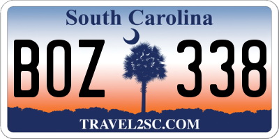 SC license plate BOZ338