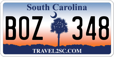 SC license plate BOZ348