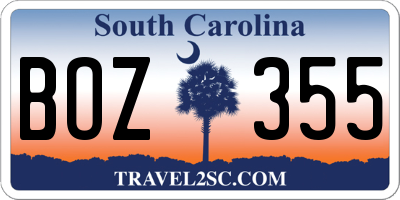SC license plate BOZ355