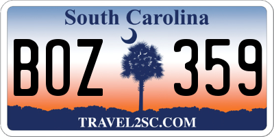 SC license plate BOZ359