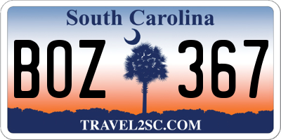 SC license plate BOZ367