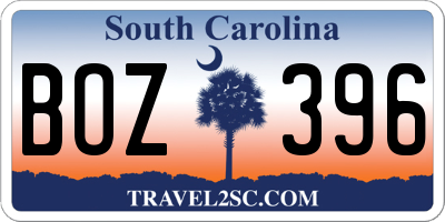 SC license plate BOZ396
