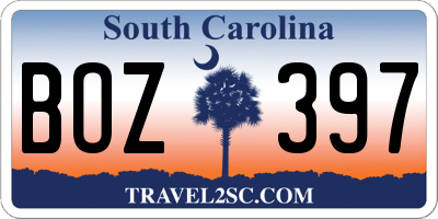 SC license plate BOZ397