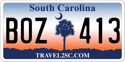 SC license plate BOZ413