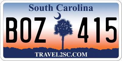 SC license plate BOZ415
