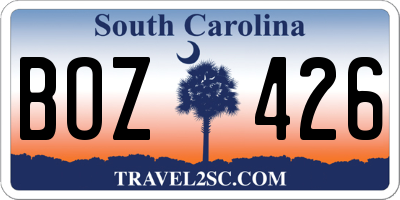 SC license plate BOZ426