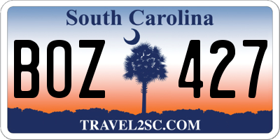 SC license plate BOZ427