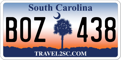 SC license plate BOZ438