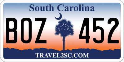SC license plate BOZ452