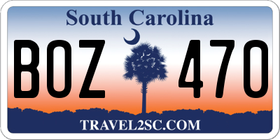 SC license plate BOZ470