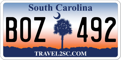 SC license plate BOZ492